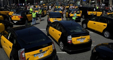 Les taxis de la ville de Barcelone sont en grève depuis le 26 juillet 2018, pour protester contre la 