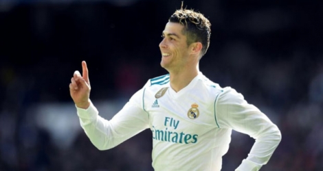 L'attaquant vedette du Real Madrid Cristiano Ronaldo buteur contre l'Atletico Madrid à Santiago Bernabeu, le 8 avril 2018