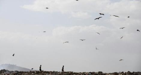 Vue de la décharge de Koshe, principal lieu d'entreposage des ordures d'Addis Abeba, où un immense éboulement avait tué plus de 110 personnes en mars 2017