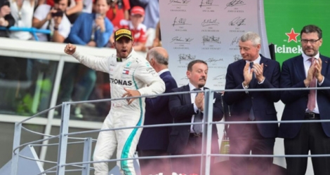 Le pilote Mercedes Lewis Hamilton vainqueur du GP d'Italie sur l'Autodrome national de Monza, le 2 septembre 2018.