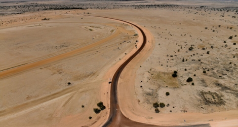 Vue aérienne du désert aride de l'arrière-pays australien, le 31 août 2018 à Birdsville