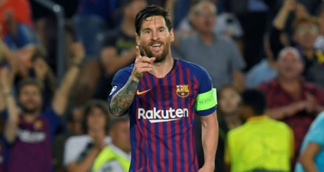 L'attaquant argentin de Barcelone Lionel Messi auteur d'un triplé lors de la victoire à domicile face à Eindhoven 4-0 en ouverture de C1 le 18 septembre 2018.