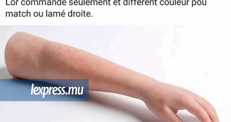 Un internaute propose un bras gauche en plastique sur Facebook.