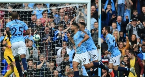 Le buteur argentin Sergio Agüero (N.20) a lancé Manchester City vers un large succès sur Burnley à domicile, le 20 octobre 2018.