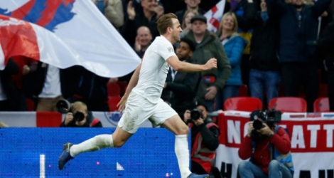 Le joueur de l'Angleterre Harry Kane buteur lors de la victoire face à la Croatie 2-1 à Wembley le 18 novembre 2018 en Ligue des nations.