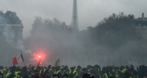 Manifestation de gilets jaunes, le 1er décembre 2018 sur les Champs-Elysées, à Paris.