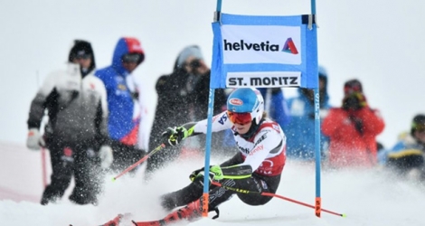 L'Américaine Mikaela Shiffrin lors des qualifications du slalom parrallèle de St-Moritz