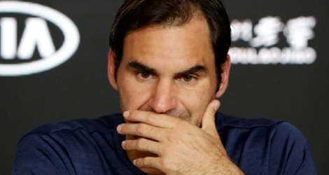 Roger Federer en conférence de presse après son élimination de l'Open d'Australie par Stefanos Tsitsipas le 20 janvier à Melbourne