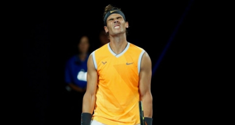 L'Espagnol Rafael Nadal à l'Open d'Australie de Melbourne le 27 janvier 2019.