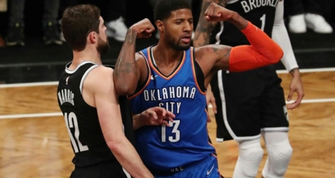 Paul George du Oklahoma City Thunder face aux Brooklyn Nets en NBA, le 5 décembre 2018 à New York