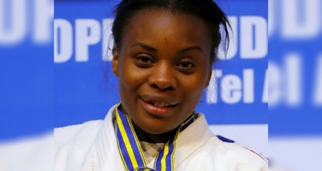 La Française Madeleine Malonga lors de sa victoire aux championnats d'Europe de judo en moins 78 kg le 28 avril 2018