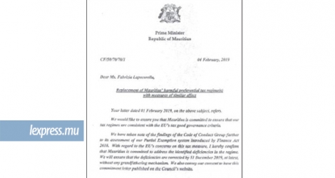 Fac-similé de la lettre émanant du PMO à destination de Fabrizia Lapecorella, membre du bureau du comité de l’OCDE, en date du 4 février.