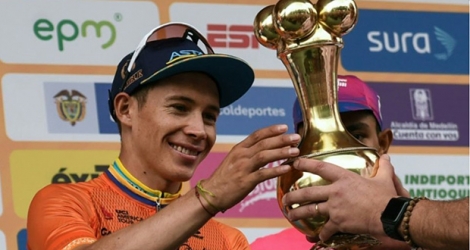 Le Colombien Miguel Angel Lopez, vainqueur du Tour de Colombie, le 17 février 2019 à Medellin