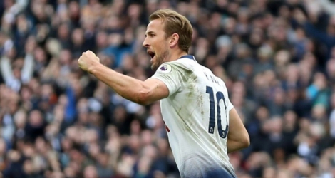 L'attaquant de Tottenham, Harry Kane, buteur sur penalty lors du match de Premier League face à Arsenal, à Londres, le 2 mars 2019.