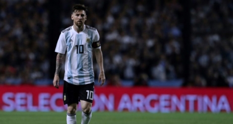 Lionel Messi lors d'un match amical avec l'Argentine face à Haïti, le 29 mai 2018 à Buenos Aires.