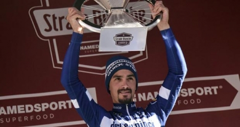 Le Français Julian Alaphilippe vainqueur des Strade Bianche le 9 mars 2019 à Sienne