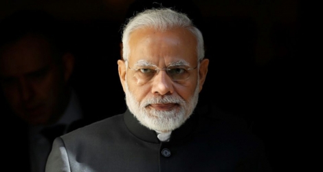 (ARCHIVES) Photo du Premier ministre indien Narendra Modi prise le 18 avril 2018 devant le 10 Downing Street à Londres.