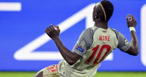 L'attaquant sénégélais de Liverpool Sadio Mané célèbre son but sur le terrain du Bayern Munich en 8es de finale retour de la Ligue des champions, le 13 mars 2019.