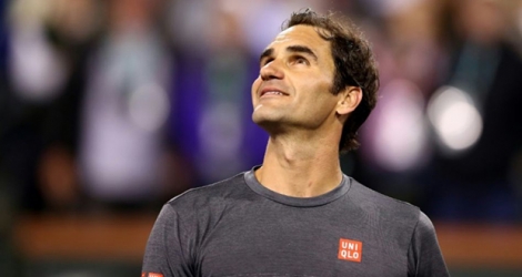 Le Suisse Roger Federer vainqueur de son compatriote Stan Wawrinka au 3e tour d'Indian Wells (Californie), le 12 mars 2019.