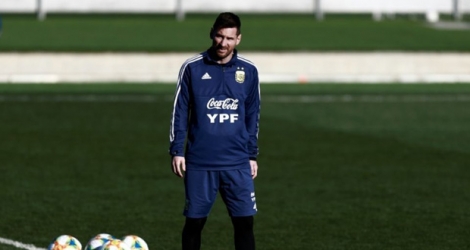 Lionel Messi lors d'une séance d'entraînement à Valdebebas, le 20 mars 2019.