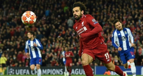 L'attaquant égyptien de Liverpool Mohamed Salah contre le FC Porto en quart de finale aller de Ligue des champions, le 9 avril 2019 à Liverpool.