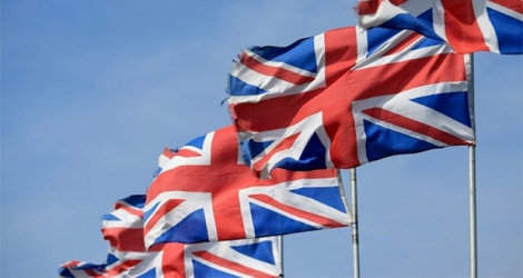 Les drapeaux du Royaume-Uni sont hissés , le 18 avril 2019 à Boston ville profondément attachée au Brexit.