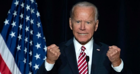 L'ancien vice-président américain Joe Biden prononce un discours devant des militants démocrates le 16 mars 2019 à Dover.