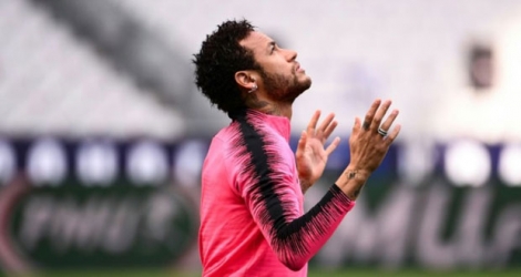 Le joueur du PSG Neymar en séance d'entraînement à Saint-Denis le 26 avril 2019.