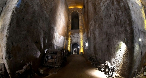 Vue du Tunnel Bourbon construit sous Naples pour offrir au roi Ferdinand II de Bourbon une échappatoire après les émeutes de 1848, le 7 mai 2019.