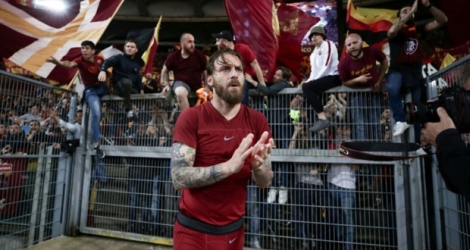 Le capitaine de la Roma Daniele De Rossi, après une demi-finale retour de Ligue des champions contre Liverpool, le 2 mai 2018 à Rome.
