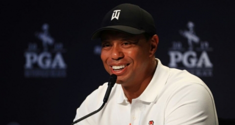 Le golfeur américain Tiger Woods en conférence de presse à New York le 14 mai 2019.
