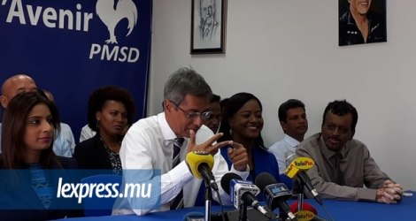 Le leader du Parti mauricien social démocrate (PMSD) dans sa conférence de presse ce samedi 18 mai.