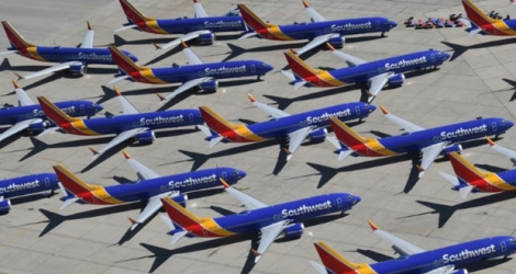 Des Boeing 737 MAX bloqués au sol le 28 mars 2019 à Victorville, Californie.