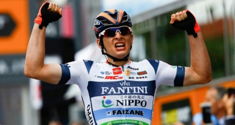 L'Italien Damiano Cima remporte la 18e étape du Giro, le 30 mai 2019 à Santa Maria di Sala.