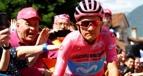 L'Equatorien Richard Carapaz toujours en rose lors de la 20e et avant-dernière étape du Tour d'Italie le 1er juin 2019.