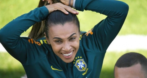 L'attaquante du Brésil, Marta, à l'entraînement au stade Paul Bourget à Gières, le 7 juin 2019.