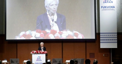 Christine Lagarde, directrice générale du Fonds monétaire international (FMI), lors d'un séminaire du G20, le 8 juin 2019 à Fukuoka (Japon).
