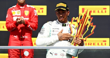 Joie contenue pour Lewis Hamilton, vainqueur, devant Sebastian Vettel, du GP du Canada, le 9 juin 2019 à Montréal.