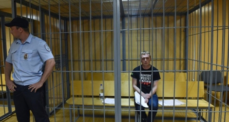 Le journaliste russe d'investigation Ivan Golounov, accusé de trafic de drogue, le 8 juin 2019 au tribunal à Moscou.