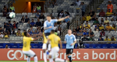 Les tribunes très clairsemées du stade Mineirao de Belo Horizonte (Brésil) lors du match entre l'Uruguay et l'Equateur le 16 juin 2019.