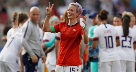 La capitaine américaine Megan Rapinoe auteure d'un doublé lors de la victoire 2-1 sur l'Espagne lors du Mondial à Reims le 24 juin 2019.
