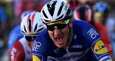 L'Italien Elia Viviani, vainqueur au sprint de la 4e étape du Tour de France, le 9 juillet 2019 à Nancy.