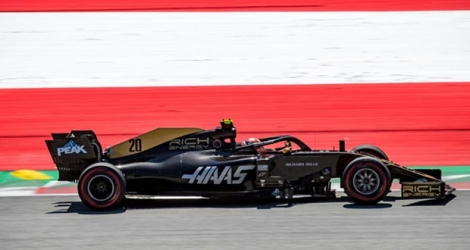 La monoplace Hass pilotée par Kevin Magnussen lors des essais du GP d'Autriche à Spielberg, le 28 juin 2019.