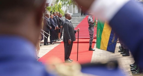 Le président du Gabon Ali Bongo le 16 août 2019 à Libreville lors d'une cérémonie d'hommage au premier président du pays.