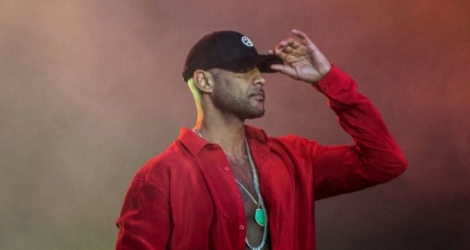 Le rappeur Booba au festival des Vieilles Charrues le 18 juillet 2019.