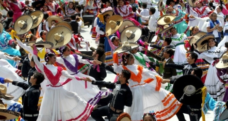 Concours de danse folklorique à Guadalajara, le 24 août 2019 au Mexique.