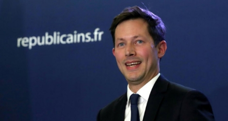François-Xavier Bellamy après l'annonce des résultats des élections européennes au siège de LR à Paris, le 26 mai 2019.