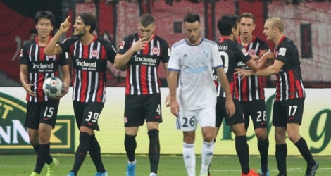 Adrien Tomasson et le RC Strasbourg n'ont pas fait le poids devant l'Eintracht Francfort, le 29 août 2019 en barrage retour de la Ligue Europa.