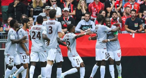 Le milieu de terrain de Nice (d) buteur lors de la victoire 2-1 à Rennes le 1er septembre 2019.