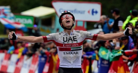 Le Slovène Tadej Pocar remporte la 9e étape du Tour d'Espagne le 1er septembre 2019.